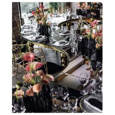 Стол-змейка-80, золотой, столешница темное зеркало, 1 модуль - изображение 6