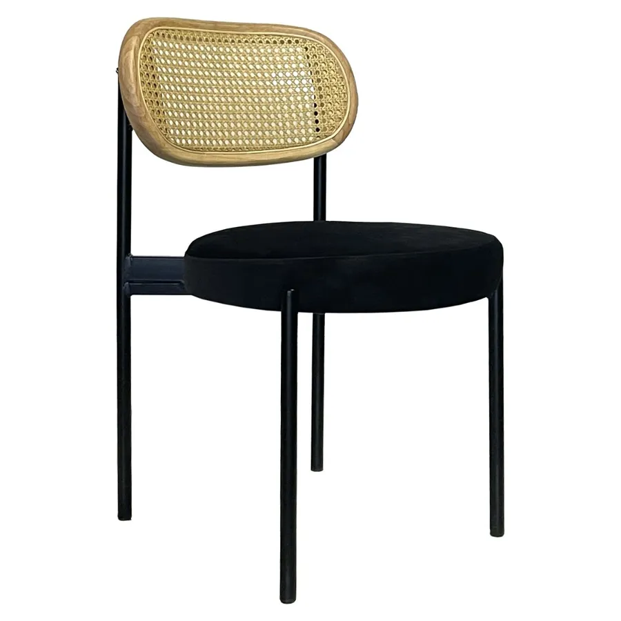 Стул Модерн Черный, Натуральный ротанг + Черная ночь - Фото миниатюра 1