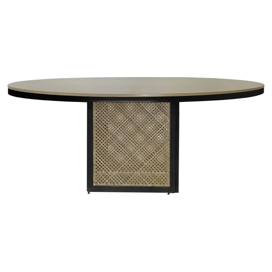 Стол Корнерс Конфесса, круглый нат.дерево + перекрас металло-каркаса - Фото миниатюра 4