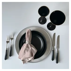 Столовые приборы Призм черно-серебряные, сет 4 предмета - Фото 5