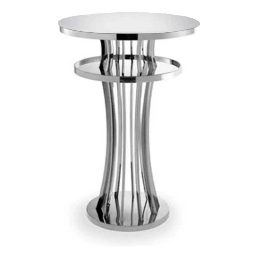 Стол коктейльный Джейл Серебро (столешница белое стекло) - Фото миниатюра 1