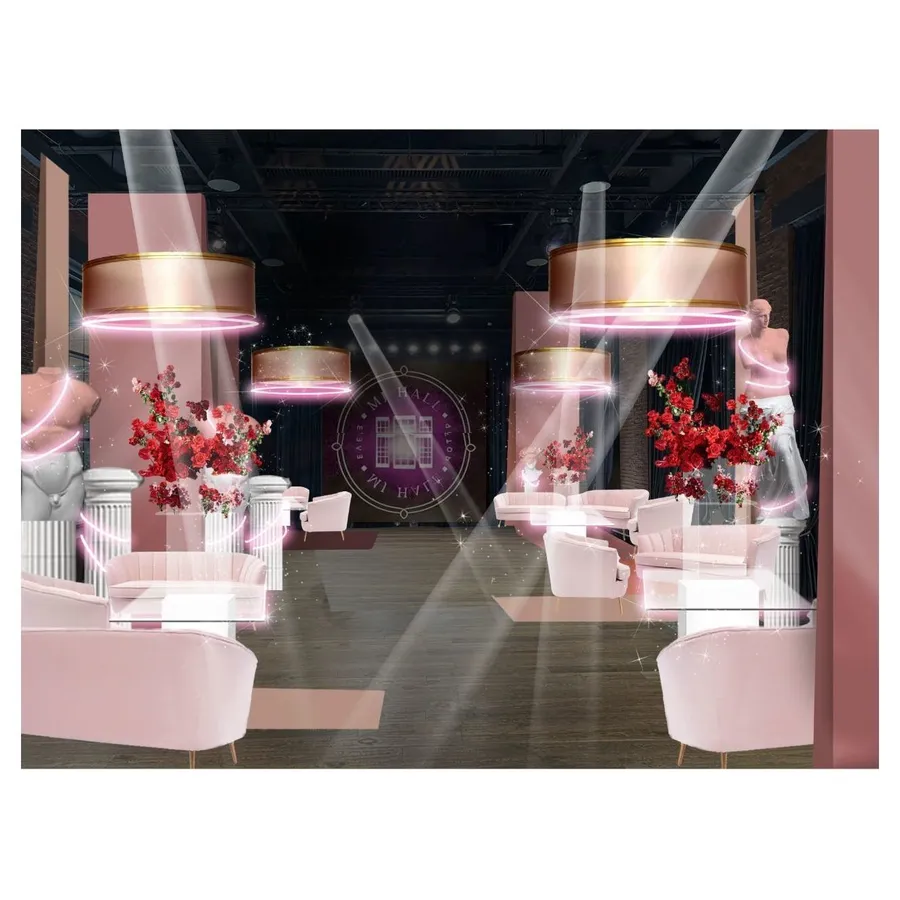 Люстра Сохо С, розовая матовая, с неоном - Фото миниатюра 3