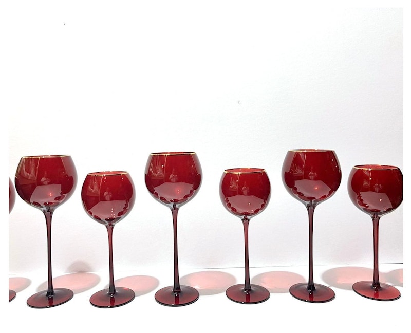 Сет бокалов Сирен рубиновых с золотой каймой