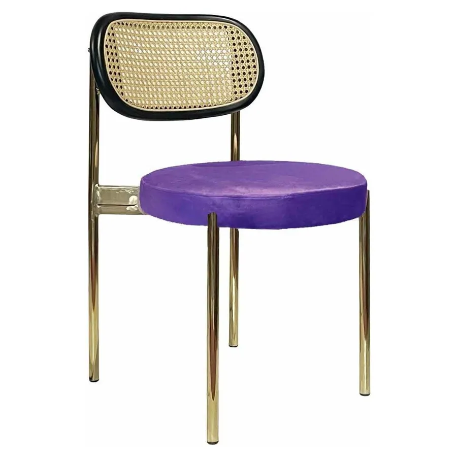 Стул Модерн Золото, Ротанг в черной раме + Таинственный фиолетовый - Фото миниатюра 1