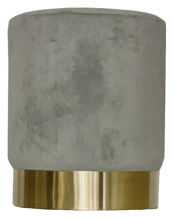 Пуф Цилиндр Золотой обод, серый велюр (базовый)