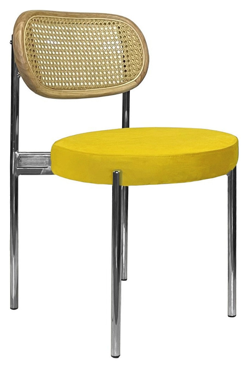 Стул Модерн Серебро, Натуральный ротанг + Желтая субмарина