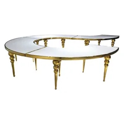 Стол-змейка-90, золотой, столешница белый МДФ, 1 модуль