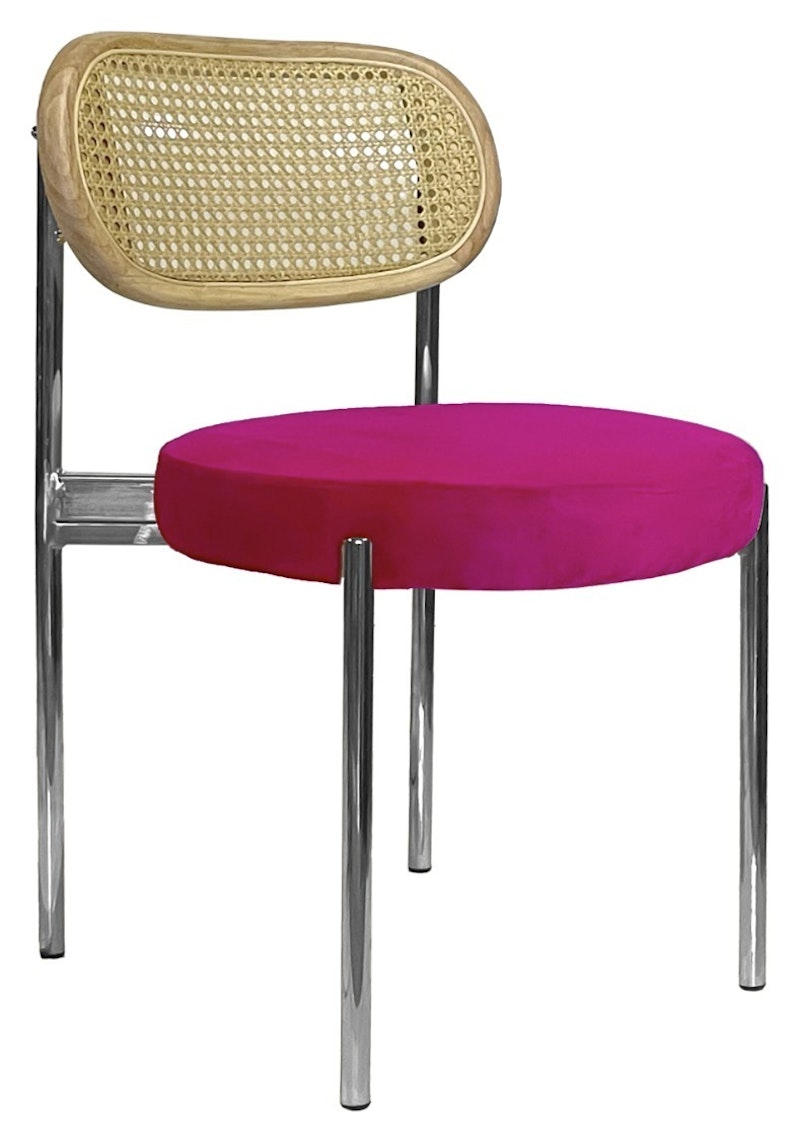 Стул Модерн Серебро, Натуральный ротанг + Манящая фуксия