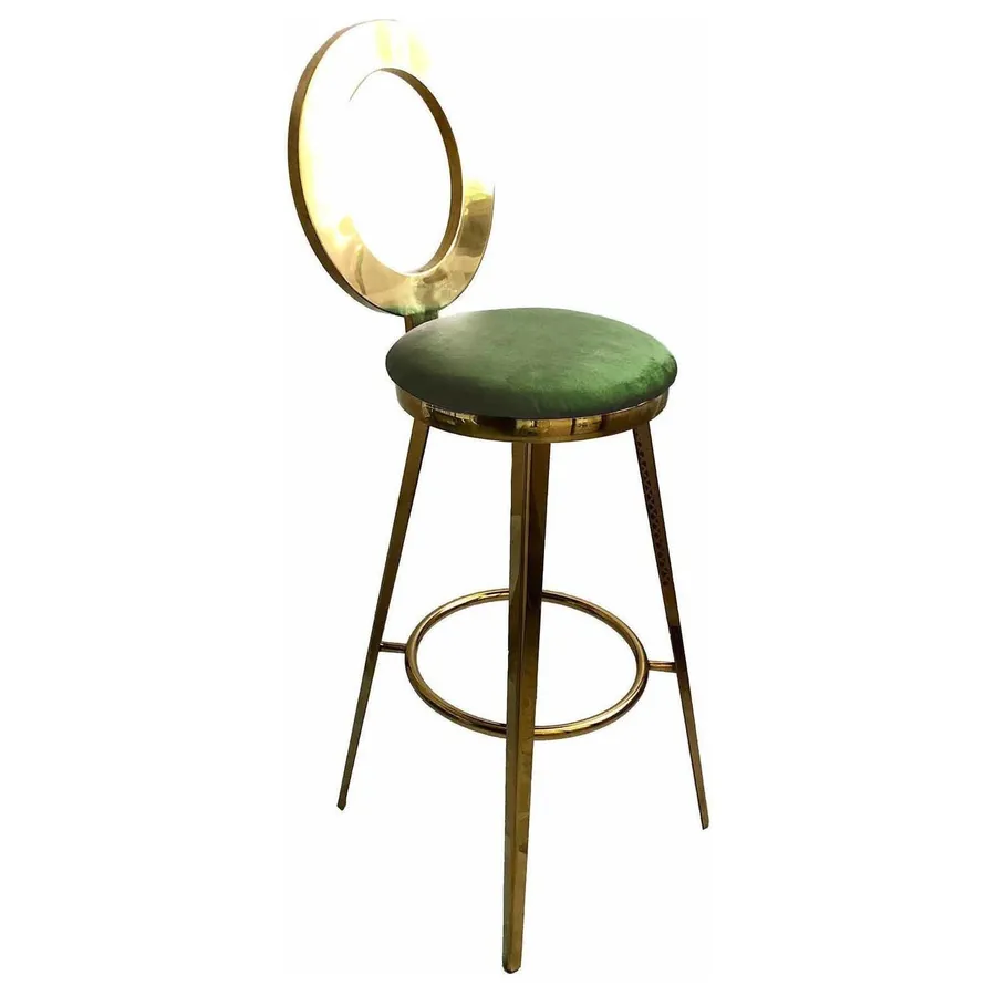 Стул барный велюр, матча - Фото миниатюра 1