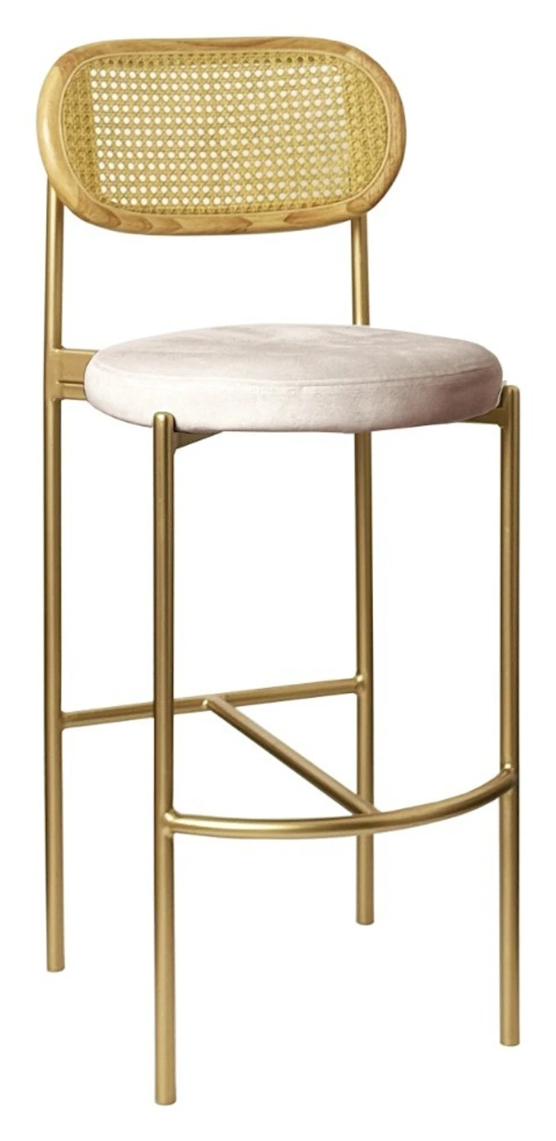 Стул барный Модерн Комфи, Натуральный ротанг+Кремовый бисквит  (любой цвет каркаса)