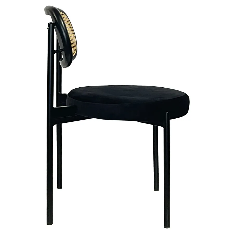 Стул Модерн Черный, Ротанг в черной раме + Черная ночь - Фото миниатюра 3