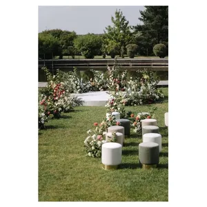 Пуф Цилиндр Золотой обод, эвкалиптовый велюр - Фото 2