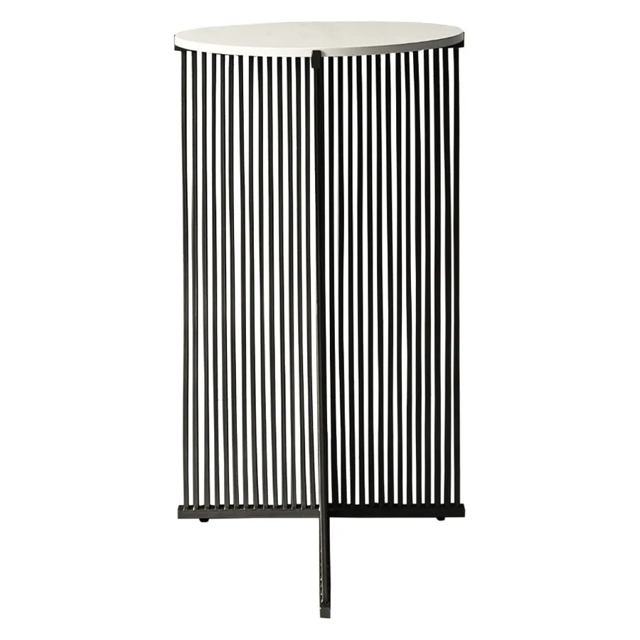 Коктейльный стол Шреддер Черный с круглой столешницей c белой столешницей - Фото миниатюра 2