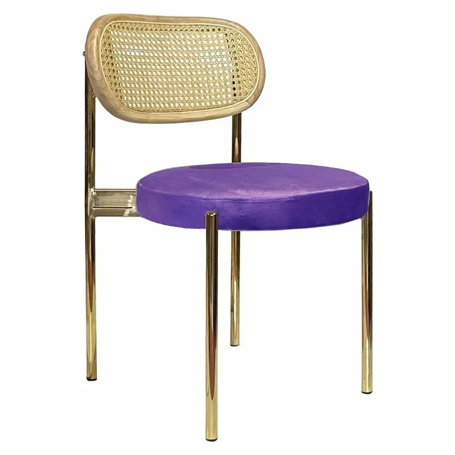 Стул Модерн Золото, Натуральный ротанг, Таинственный фиолетовый - Фото миниатюра 1