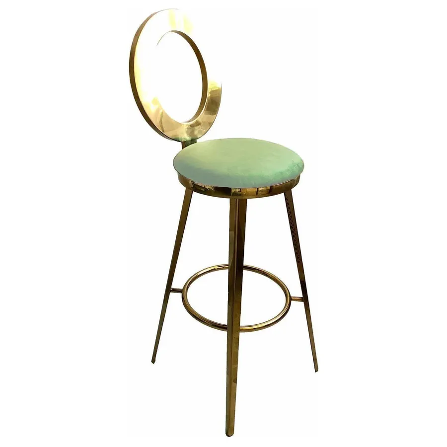 Стул барный велюр, весенняя зелень - Фото миниатюра 1