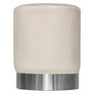 Пуф Цилиндр Серебряный обод, велюр, Кремовый бисквит