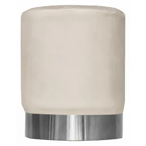 Пуф Цилиндр Серебряный обод, велюр, Кремовый бисквит