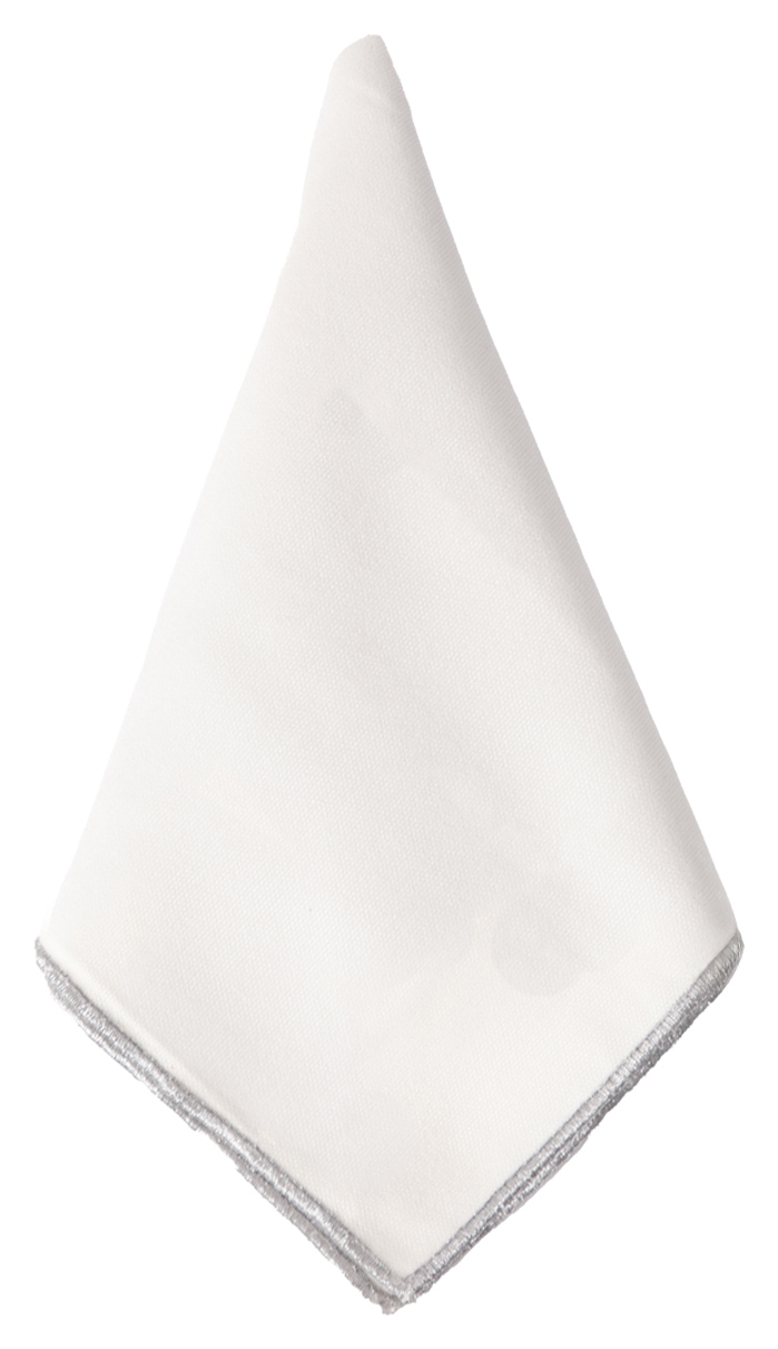 Салфетка белая с серебряным кантом