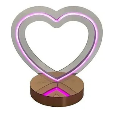 Светящееся неоновое сердце на подставке