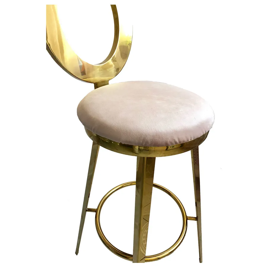 Стул барный велюр, бежевый - Фото миниатюра 2