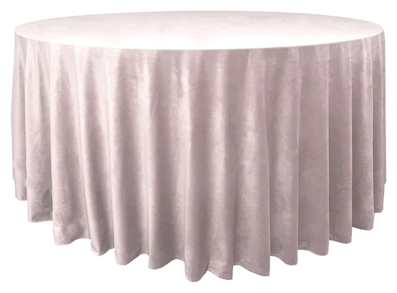 Скатерть велюр, круглая, светло-розовая ХЛ