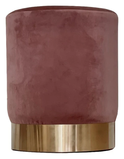 Пуф Цилиндр Золотой обод, пыльно-розовый велюр