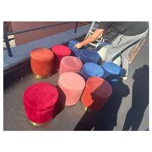 Пуф Цилиндр Золотой обод, терракотовый велюр - Фото 6