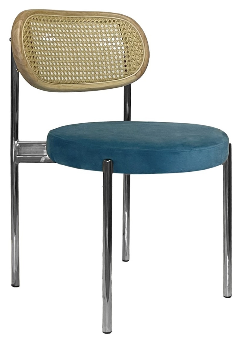 Стул Модерн Серебро, Натуральный ротанг + Морская волна