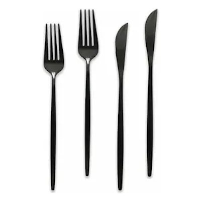 Столовые приборы Гоа, черные, сет из 4 предметов