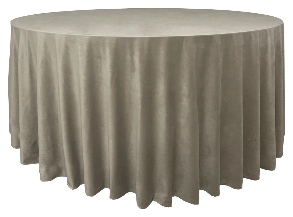 Скатерть велюр, круглая, бежевая