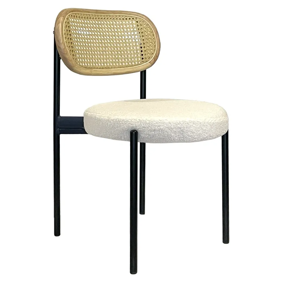 Стул Модерн Черный, Натуральный ротанг + Тедди - Фото миниатюра 1