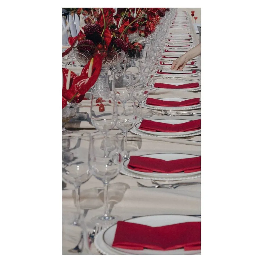 Салфетка из смесового льна, Плюмерия красный турмалин - Фото миниатюра 6