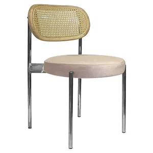 Стул Модерн Серебро, Натуральный ротанг + Розовый кварц