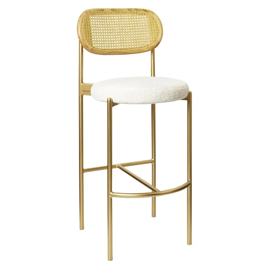 Стул барный Модерн Комфи, Натуральный ротанг+Тедди (любой цвет каркаса) - Фото миниатюра 1