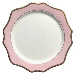 Сервировочная тарелка Анна, розовая - Фото 1