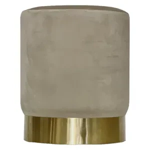 Пуф Цилиндр Золотой обод, бежевый велюр - Фото 1