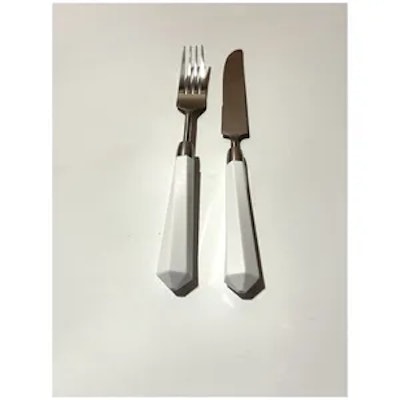 Столовые приборы Призм бело-серебряные, сет 4 предмета - изображение 3