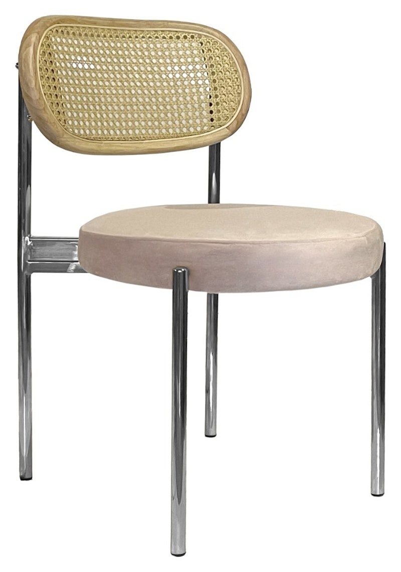 Стул Модерн Серебро, Натуральный ротанг + Розовый кварц