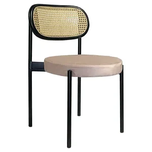 Стул Модерн Черный, Ротанг в черной раме + Розовый кварц - Фото 1