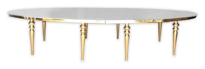 Стол Овал Золото-400 (белый глянцевый МДФ)