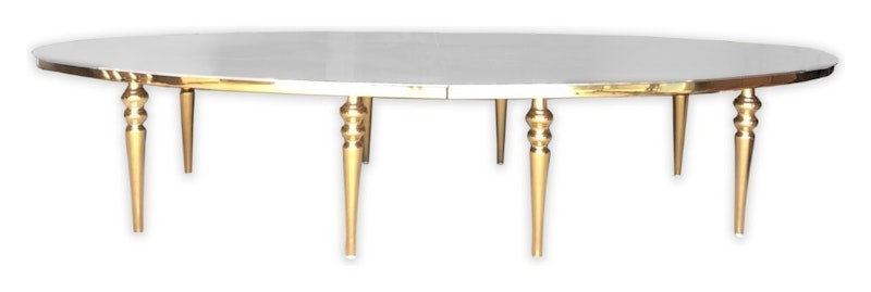 Стол Овал Золото-400 (белый глянцевый МДФ)