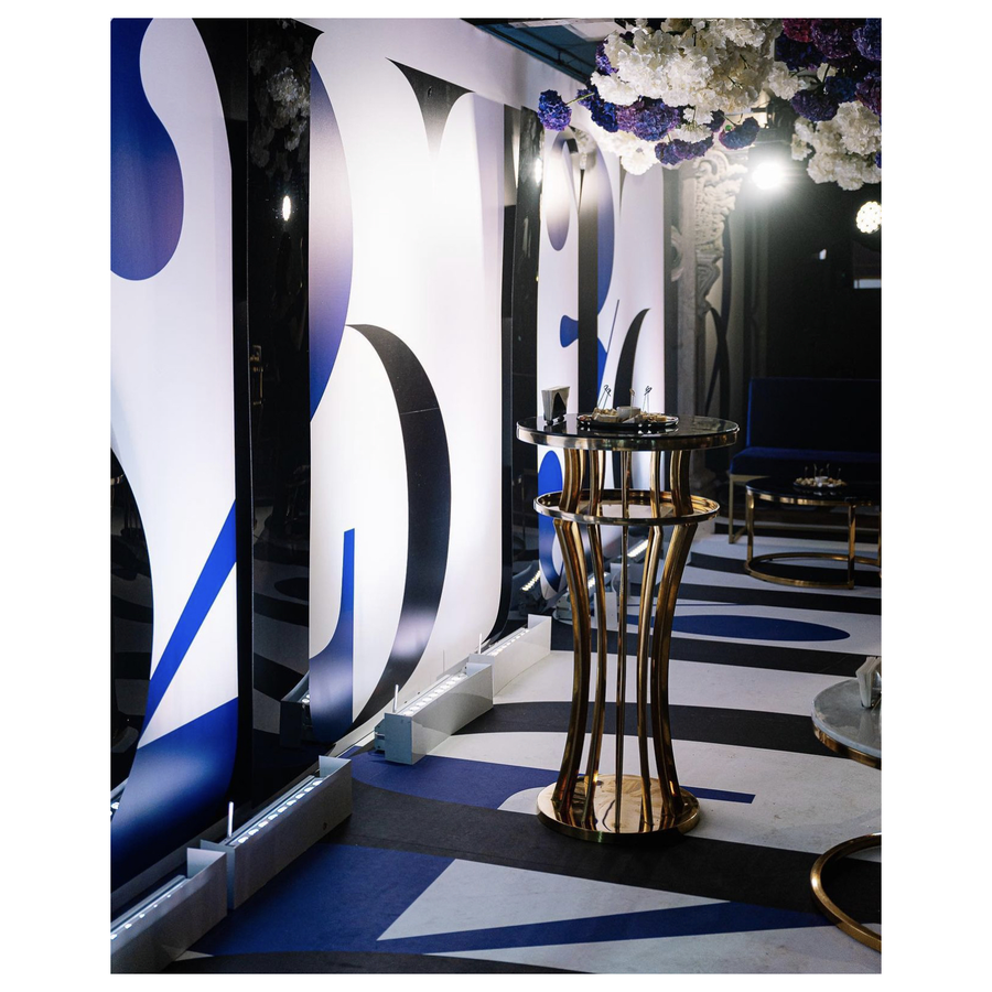 Стол коктейльный Джейл Золото (столешница темное стекло) - Фото миниатюра 5