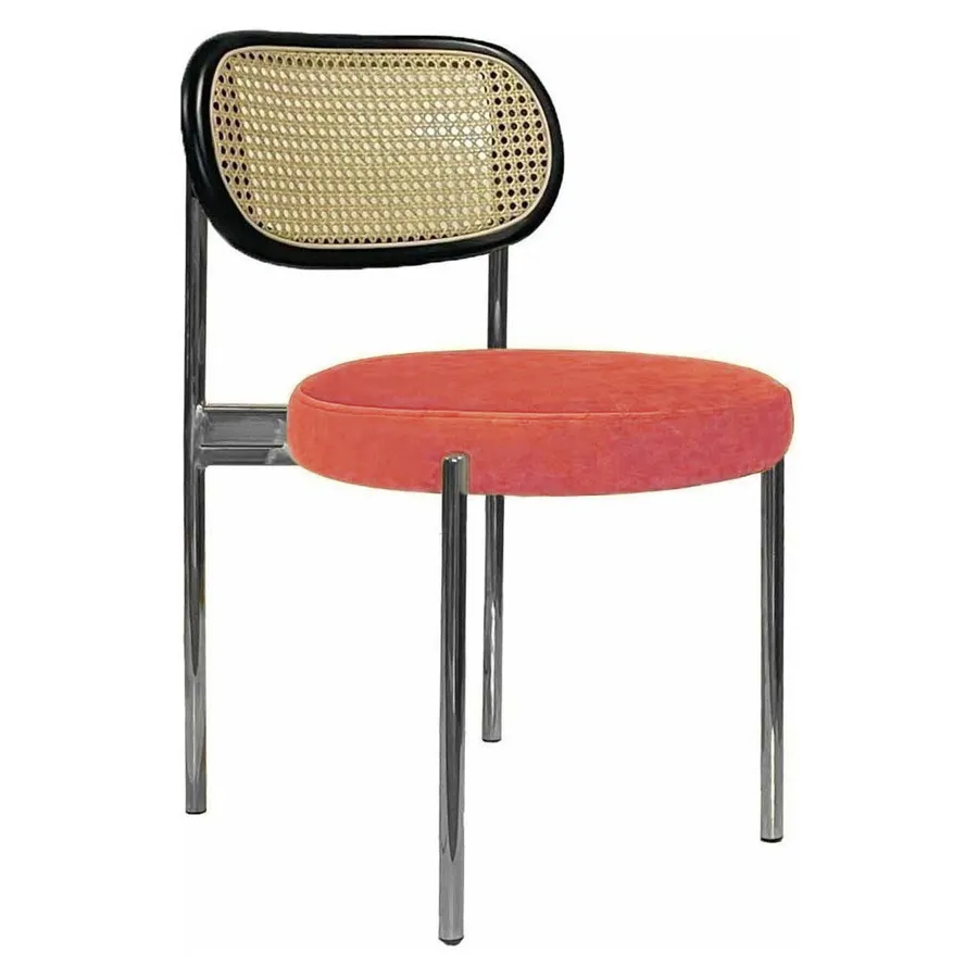 Стул Модерн Серебро, Ротанг в черной раме + Игривый Персик - Фото миниатюра 1