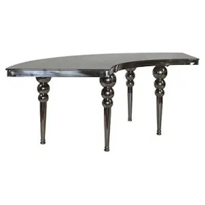 Стол-змейка-80, серебро, столешница темное зеркало, 1 модуль - изображение 2