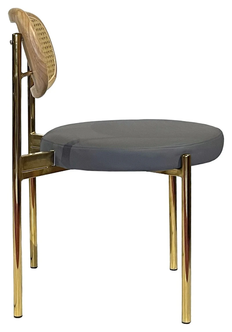 Стул Модерн Золото, Натуральный ротанг + База серый (ЭКО-КОЖА)