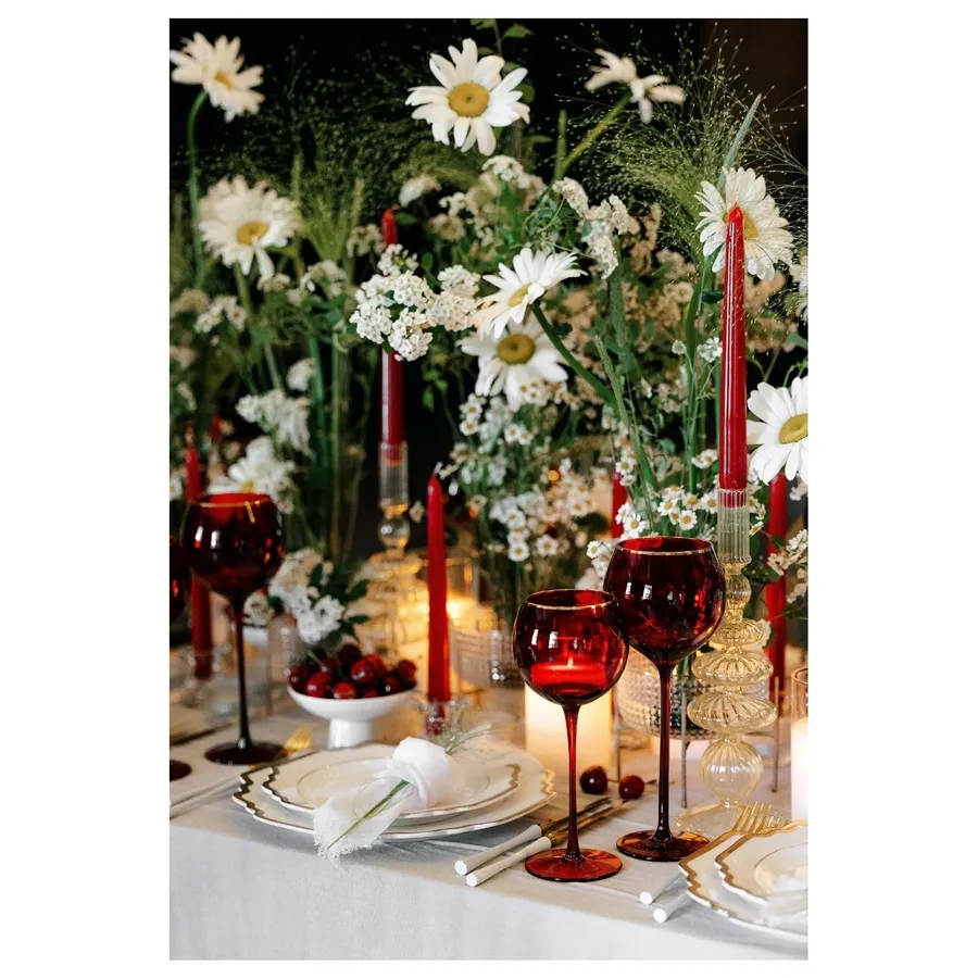 Сет бокалов Сирен рубиновых с золотой каймой - Фото миниатюра 4