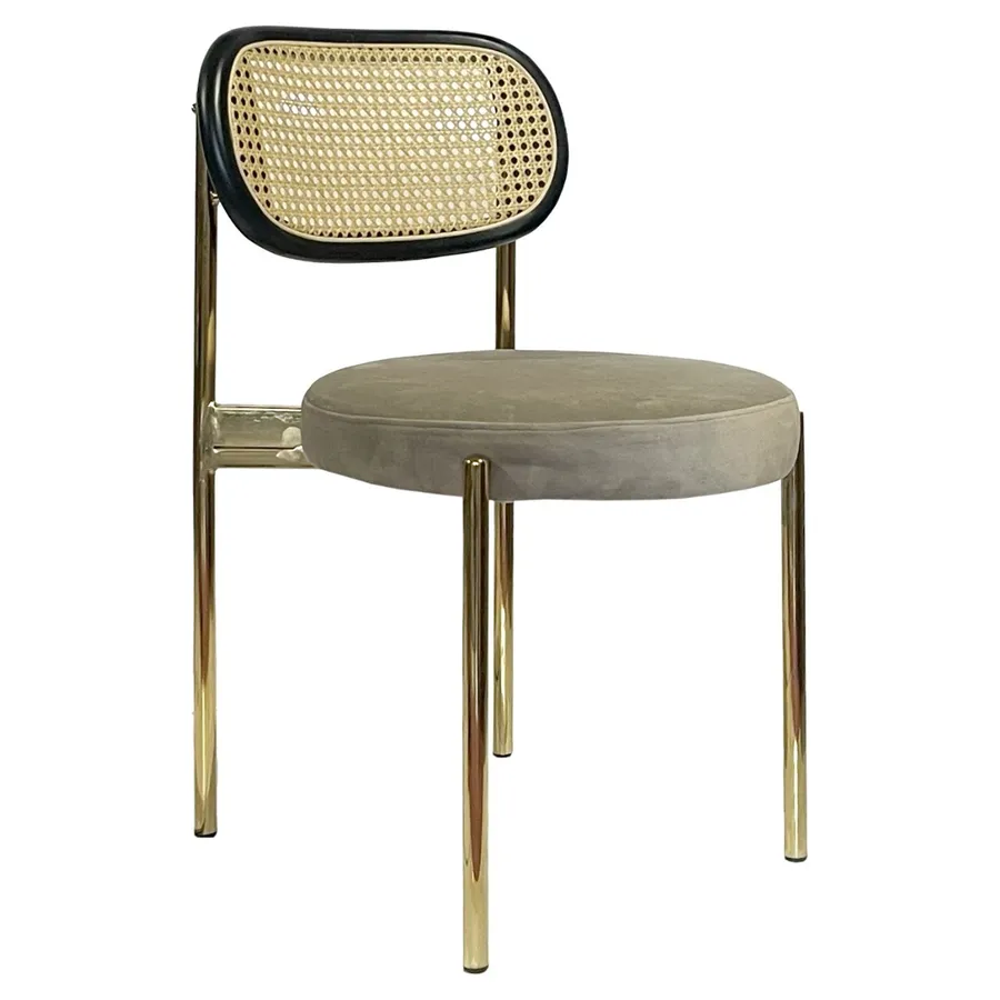 Стул Модерн Золото, Ротанг в черной раме + Коко - Фото миниатюра 1