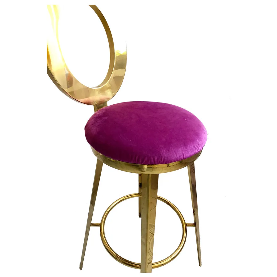 Стул барный велюр, сливовый - Фото миниатюра 2