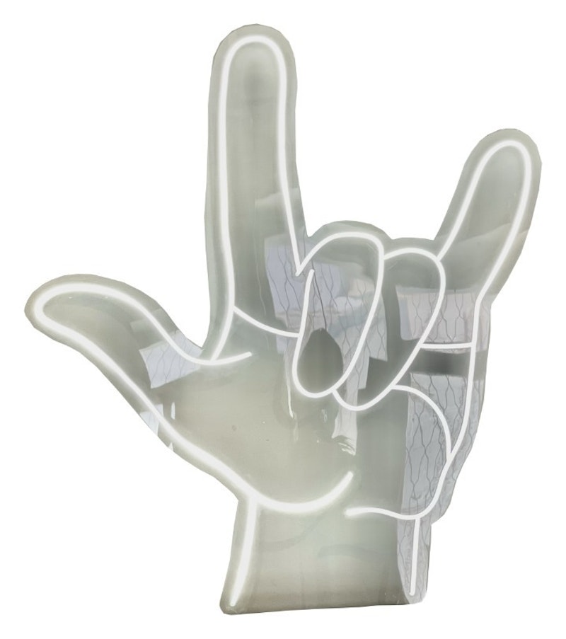 Неоновая надпись Коза, белый холодный свет