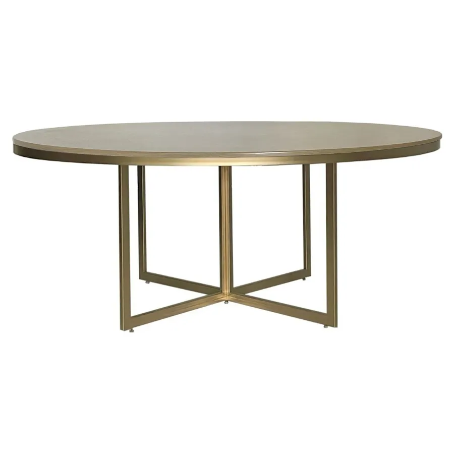 Стол Корнерс круглый, натуральное дерево + золото - Фото миниатюра 2